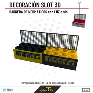 Barrera Neumáticos Slot 3D con publicidad y luz