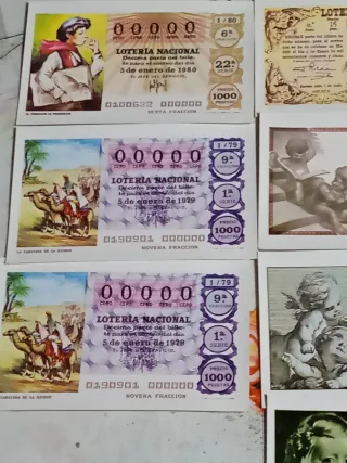 Lotes postales de décimos de Lotería Nacional