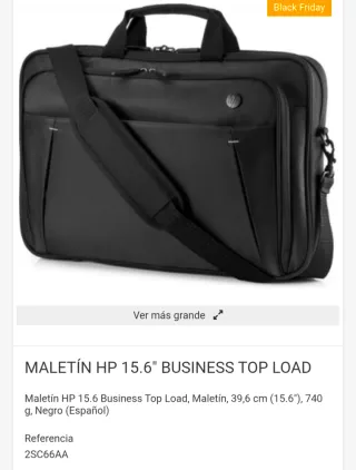 Maletín HP 15.6 Business Top Load Negro