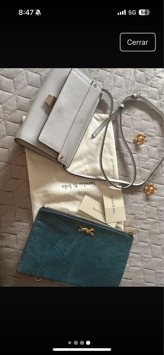Bolso Furla gris y neceser bimba y Lola verde