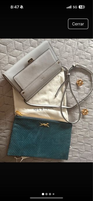 Bolso Furla gris y neceser bimba y Lola verde
