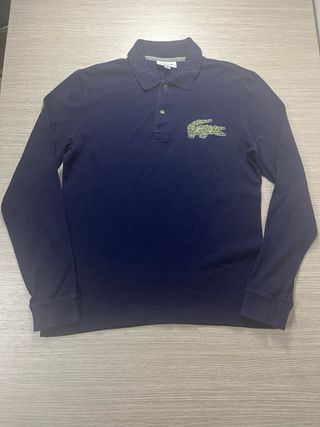 Polo Lacoste Uomo Vintage Manica Lunga Blu S