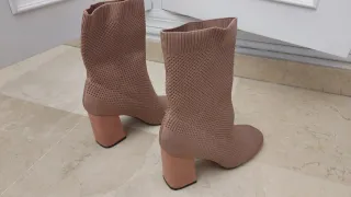 Botines Beige Mujer Tacón Bloque