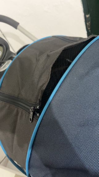 Carro de bebé doble color azul y negro