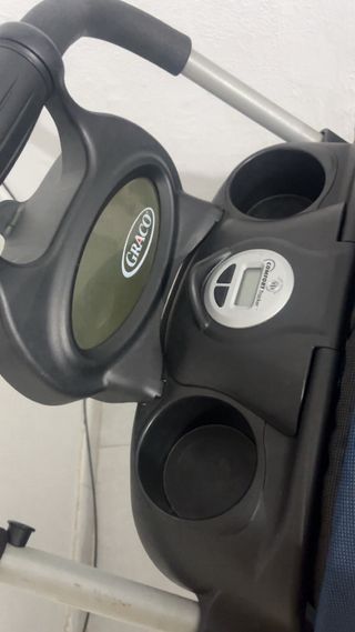 Carro de bebé doble color azul y negro