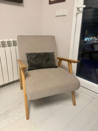 Butaca individual madera y tela