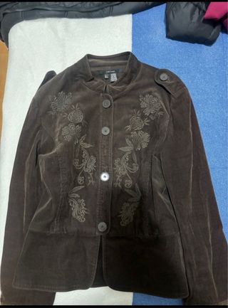 Chaqueta Zara Bordada Marrón Talla L