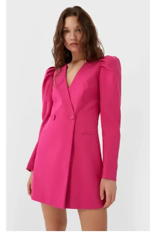 Americana Vestido Doble Botonadura Fucsia