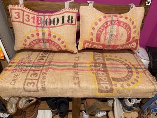 Mueble rústico madera y yute: banco y zapatero