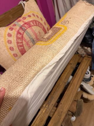 Mueble rústico madera y yute: banco y zapatero