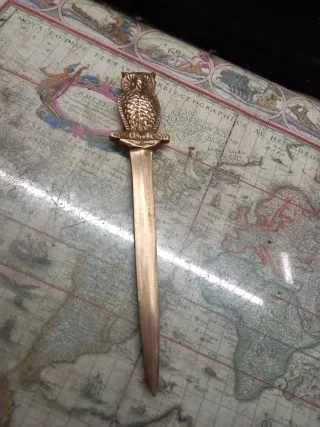 Abre Cartas Antigo Coruja Latão