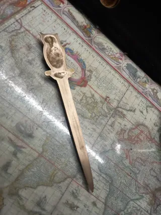 Abre Cartas Antigo Coruja Latão