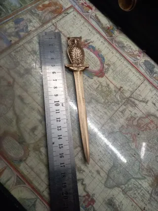 Abre Cartas Antigo Coruja Latão