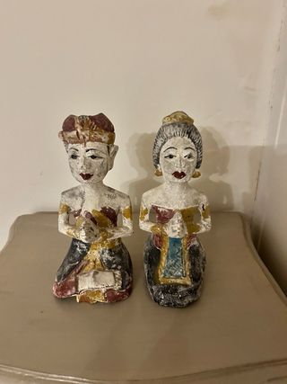 Pareja Figuras Madera Indonesia