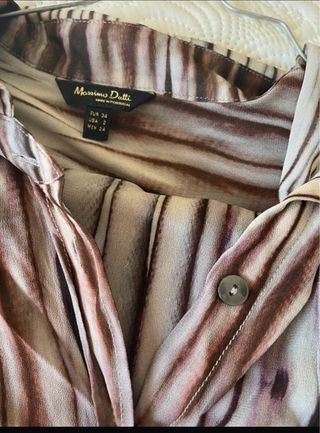 Conjunto Falda y Blusa Rayas Massimo Dutti burdeos