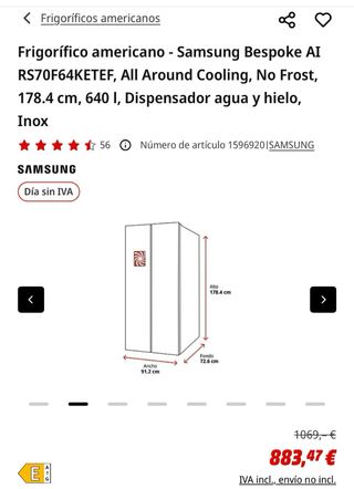 Nevera Samsung Americana dispensador agua/hielo