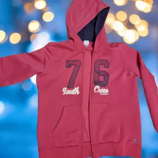 Felpa fucsia con zip e stampe