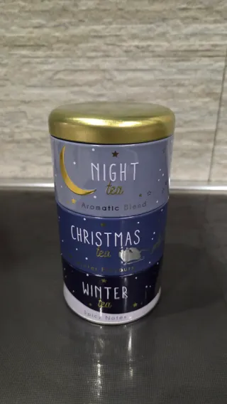 Barattolo natalizio con scomparti porta thè/caffè