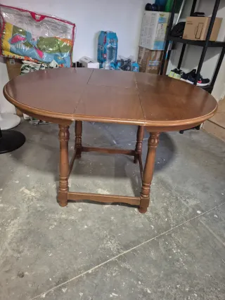 Mesa redonda madera y cristal