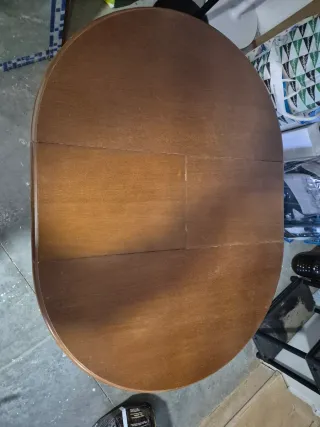 Mesa redonda madera y cristal