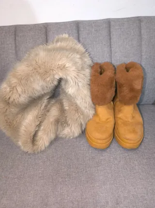 Bufanda Oysho y Zapatos de Peluche