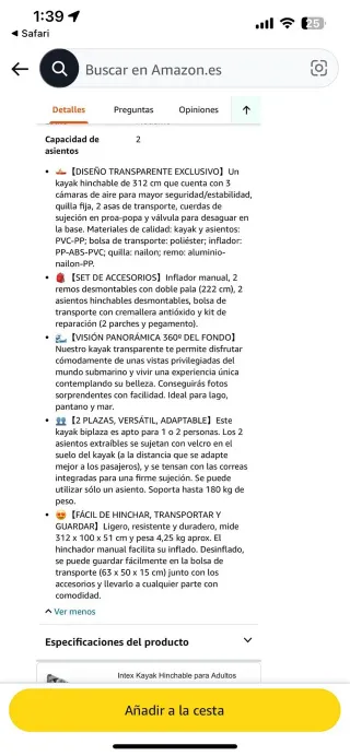 Kayak Hinchable transparente