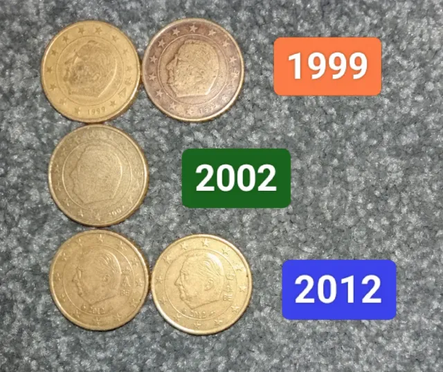 Monedas 0,50€ de 1999, 2002, 2012