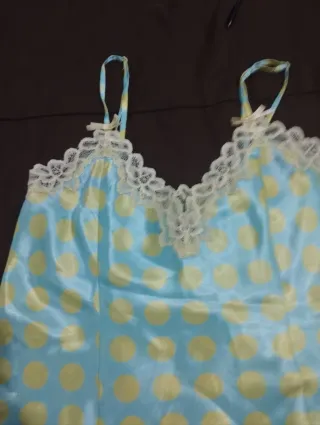 Pijama Verano Mujer Lunares Azul y Amarillo