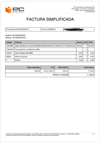 MacBook Air M3 2024 Azul cielo en garantía vigente