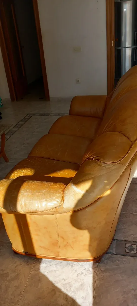 Sofá de piel marrón