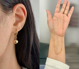 Conjunto de collar y pendientes dorados