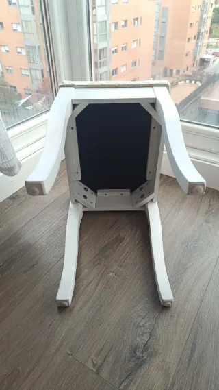 Taburete tocador tapizado blanco
