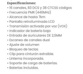 Set Walkies Alecto 8 Canales 7km + Base carga