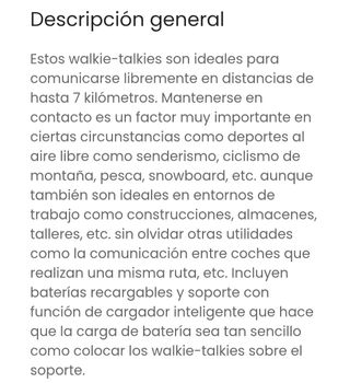 Set Walkies Alecto 8 Canales 7km + Base carga