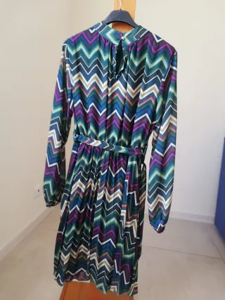 Vestito manica lunga fantasia zig-zag