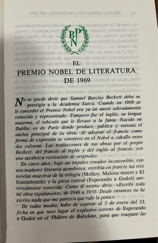 Beckett. Obras escogidas.Aguilar. Primera edición.