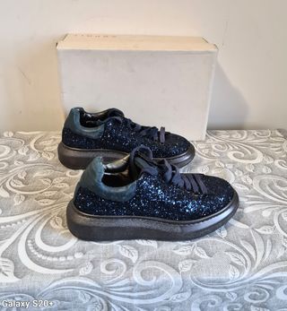 Scarpe donna Giove tg.36 glitter blu nuove