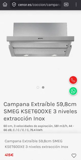 Campana extractora Smeg KSET600XE nueva