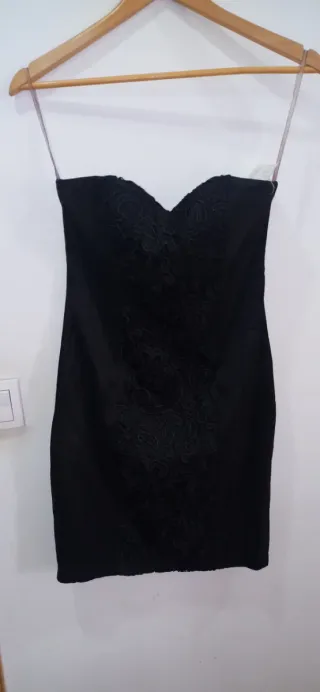 Vestido fiesta negro encaje talla 36