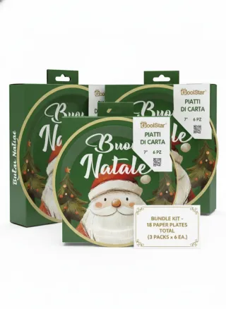 Kit 18 piatti carta Natale CoolStar