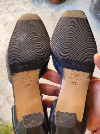 Scarpe vintage artigianali nere VERA PELLE 37,5