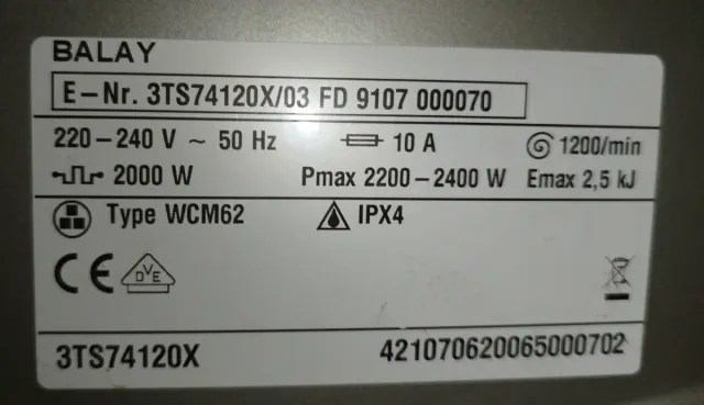 Panel control Lavadora Balay