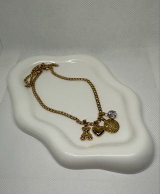 Collana Teddy Bear Cuore Acciaio Inox Dorata