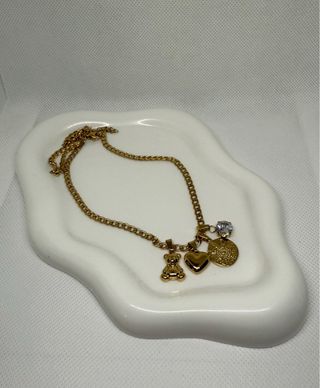 Collana Teddy Bear Cuore Acciaio Inox Dorata