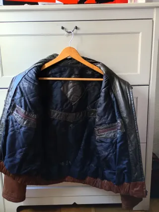 Cazadora de piel bicolor