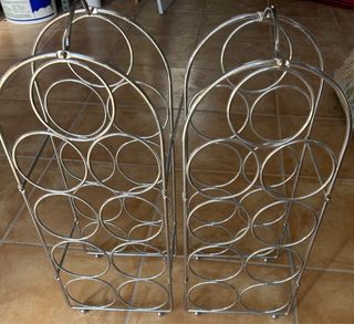 2 Botelleros metálicos plateados