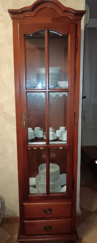 Vitrina de salón madera y cristal