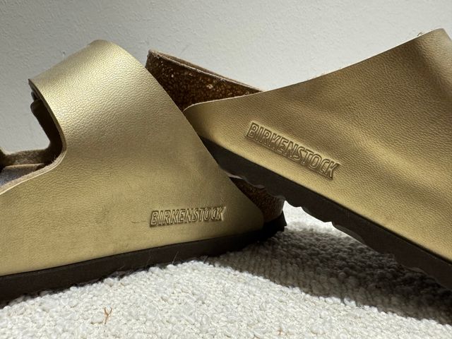 Sandalias Birkenstock Doradas Mujer