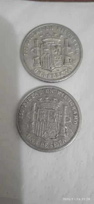 2 Monedas 1 Peseta Año 1870