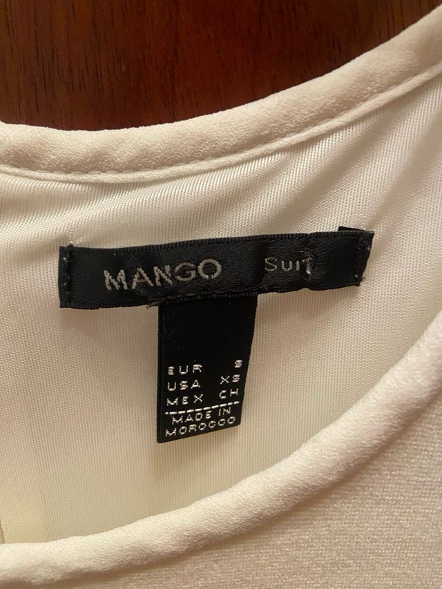 Vestido Mango MIDI beige/blanco roto